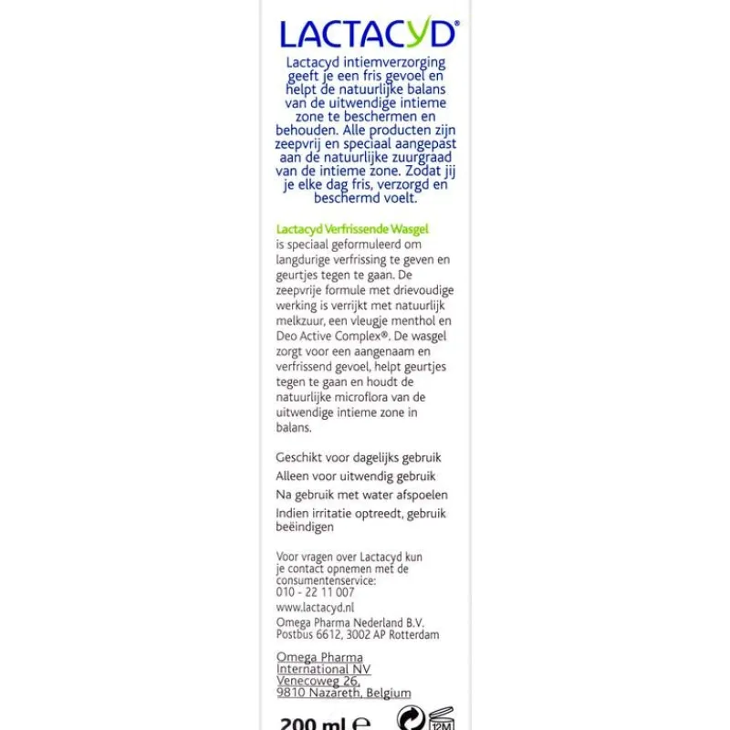 Lactacyd Verfrissende Wasgel Intieme Hygiëne 200 ML