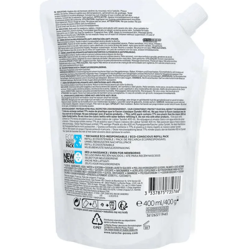 La Roche-Posay Lipikar Syndet AP+ Gel-Crème Navulverpakking 400 ML