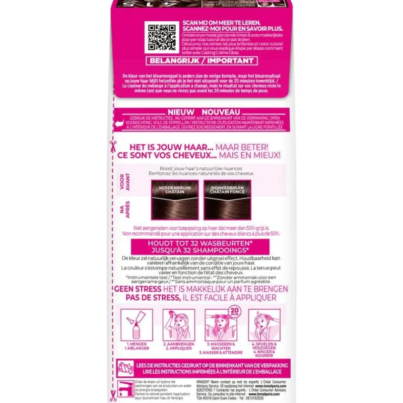 L'Oréal Paris Casting Crème Gloss Haarverf 415 AS Middenbruin