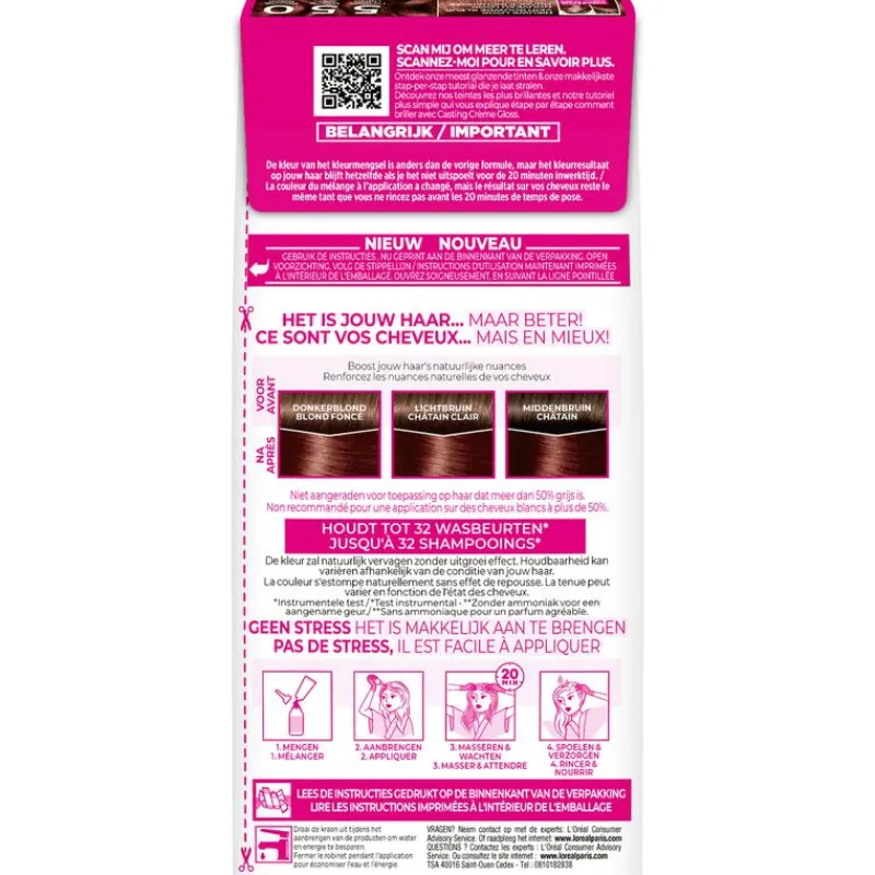 L'Oréal Paris Casting Crème Gloss Haarverf 550 Licht Mahoniebruin