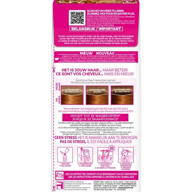 L'Oréal Paris Casting Crème Gloss Haarverf 734 Goudkoperblond