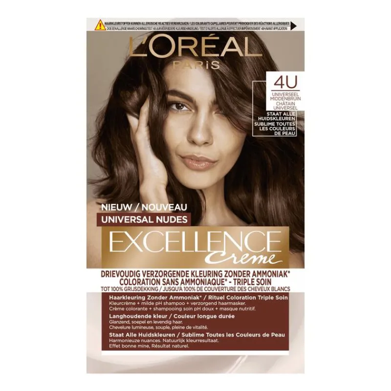 L'Oréal Paris Excellence Universal Nudes Permanente Haarverf 4U Middenbruin