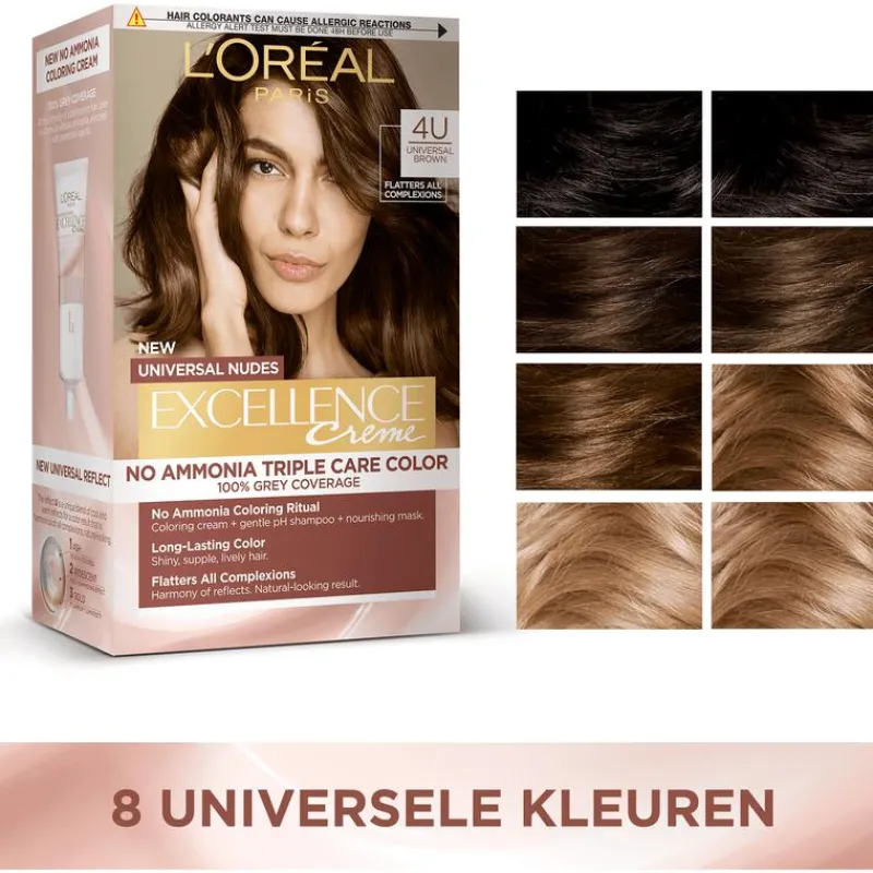 L'Oréal Paris Excellence Universal Nudes Permanente Haarverf 6U Donkerblond