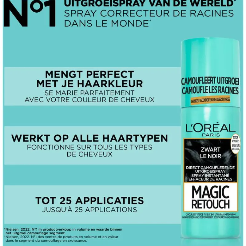 L'Oréal Paris Magic Retouch Camouflerende Uitgroeispray Zwart 75 ML