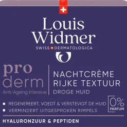 Louis Widmer Proderm Nachtcrème Rijke Textuur Zonder Parfum 50 ML