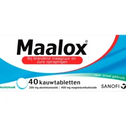 Maalox Kauwtabletten Muntsmaak Bij Brandend Maagzuur 40 Kauwtabletten