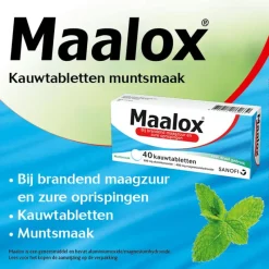 Maalox Kauwtabletten Muntsmaak Bij Brandend Maagzuur 40 Kauwtabletten