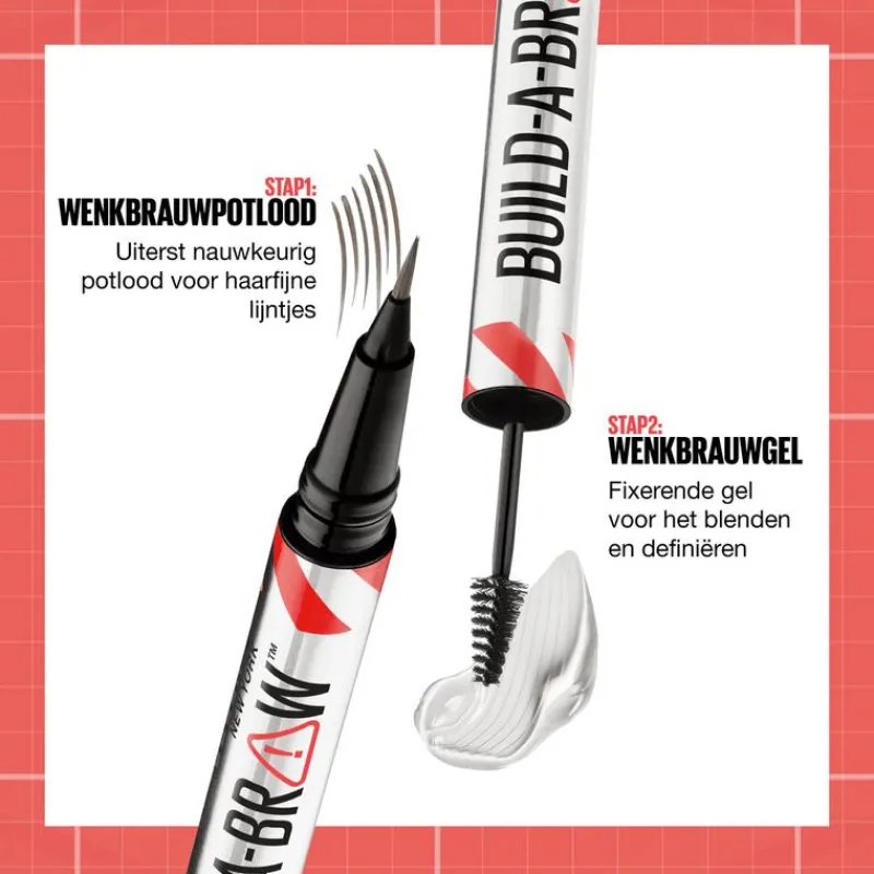 Maybelline New York BUILD A BROW Wenkbrauwpen/fixeergel 262 Black Brown