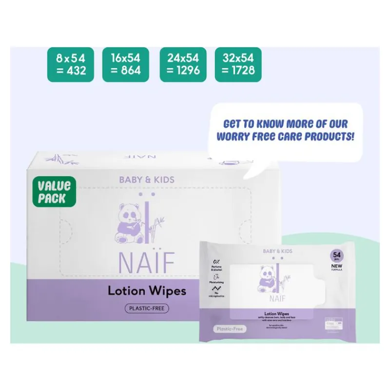Naïf Plasticvrije Lotion Billendoekjes 24x54 stuks