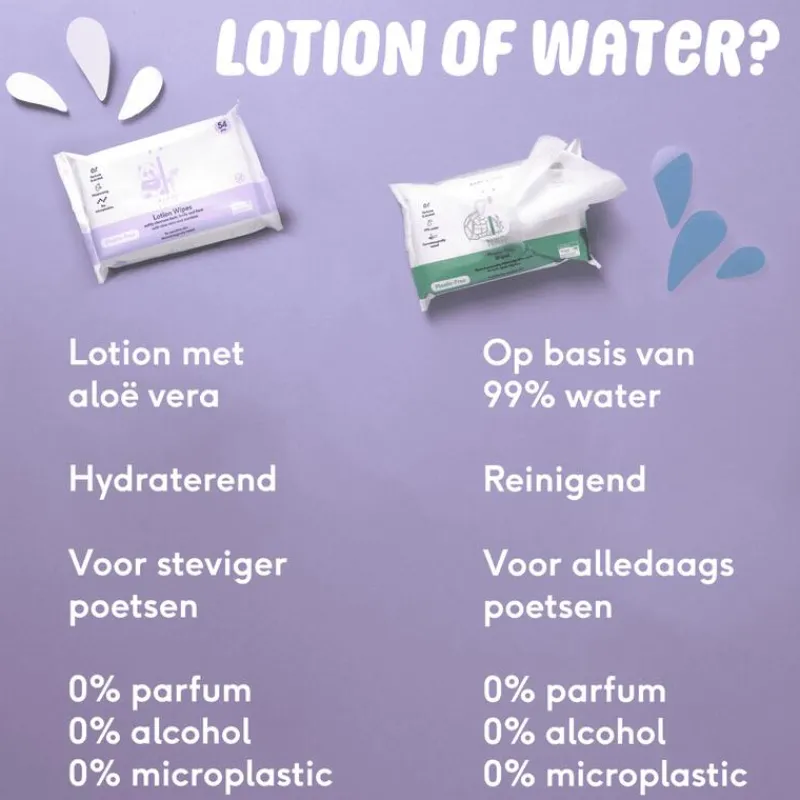 Naïf Plasticvrije Water Billendoekjes 16x54 stuks