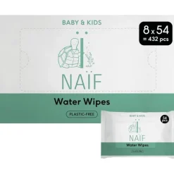 Naïf Plasticvrije Water Billendoekjes 8x54 stuks
