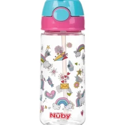 Nûby Beker met Zacht Rietje en Drukknop Uit Tritan Roze 3+ J 540 ML