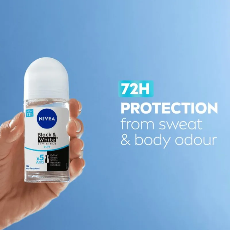 NIVEA Black & White Invisible Pure Deodorant Roller 50 ML