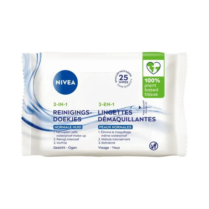NIVEA 3-in-1 Verfrissende Reinigingsdoekjes 25 stuks