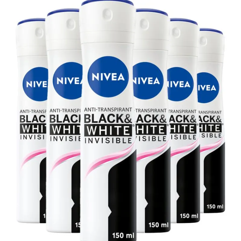 NIVEA Invisible Black & White Original Anti-Transpirant Deodorant Spray 150 ML Multipack 6 stuks