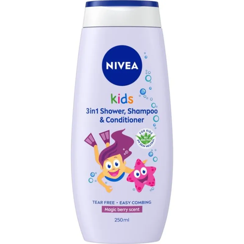 NIVEA Kids 3in1 Douchegel Shampoo & Conditioner Magic Berry Geur 250ML