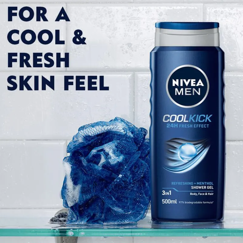 NIVEA MEN Cool Kick 3-in-1 Douchegel 500 ML