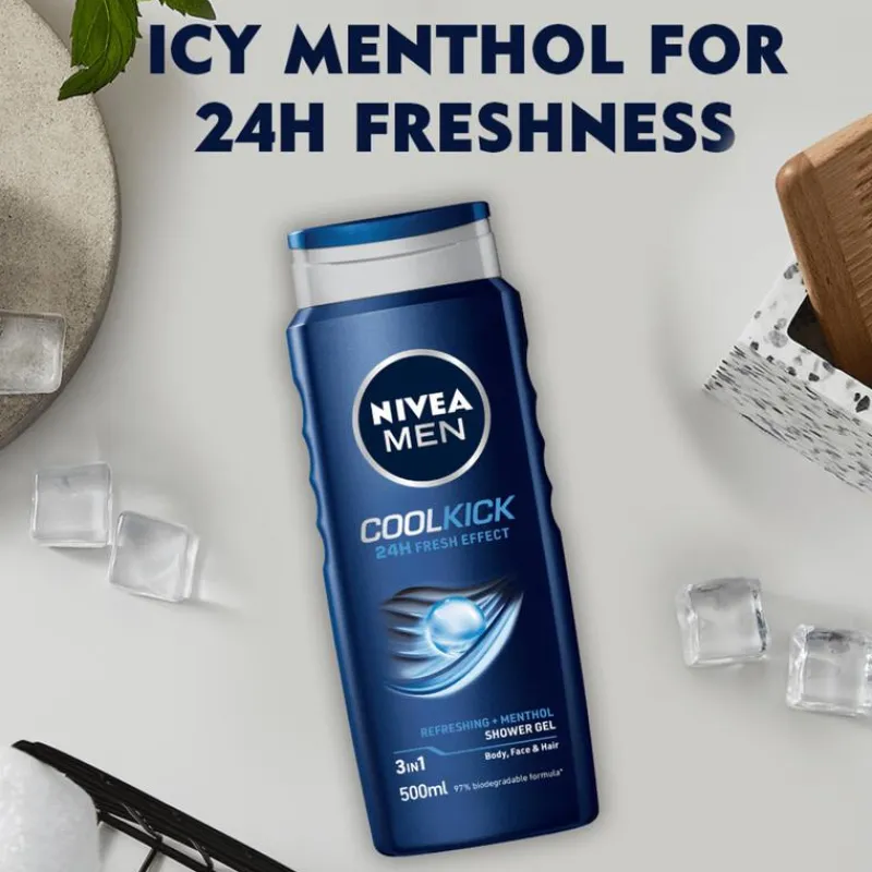 NIVEA MEN Cool Kick 3-in-1 Douchegel 500 ML