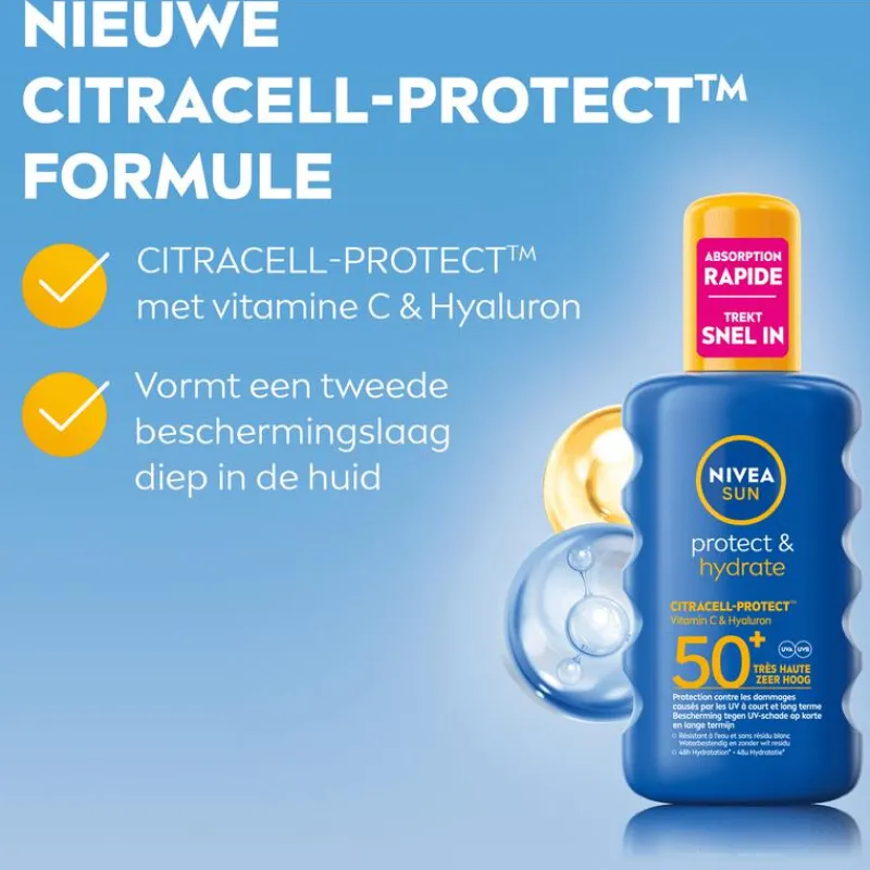 NIVEA SUN Zonnebrand Protect & Hydrate Zonnespray SPF50+ 200 ML