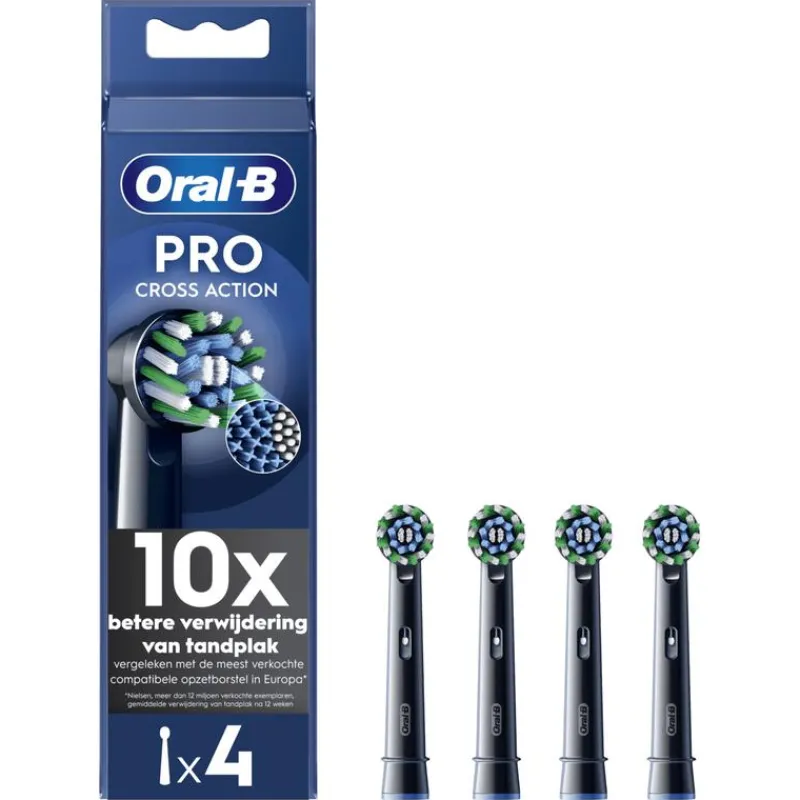 Oral-B Cross Action Opzetborstels Zwart - 4 Stuks