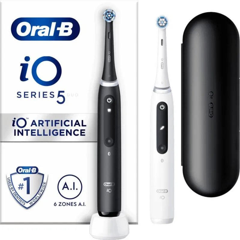 Oral-B iO 5S Duo Zwart & Wit 2 Elektrische Tandenborstels
