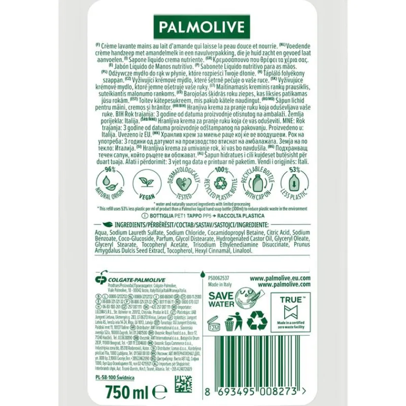 Palmolive Naturals Melk en Amandel Handzeep Navul Fles 750 ML
