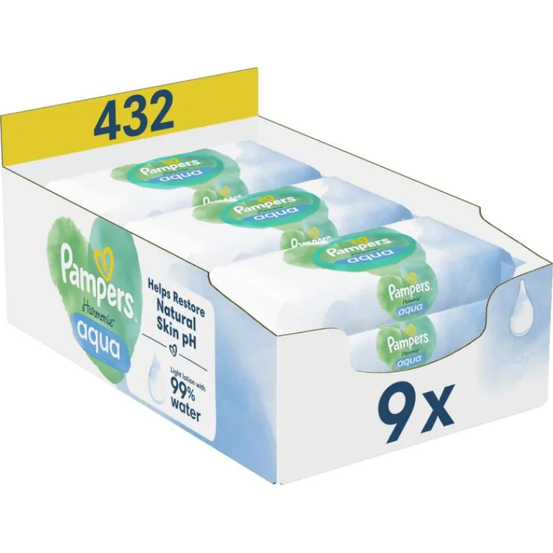 Pampers Harmonie Aqua Billendoekjes 9x48 Stuks