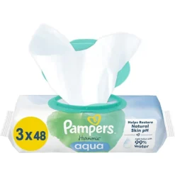 Pampers Harmonie Aqua Billendoekjes 0% Plastic 3x48 Stuks