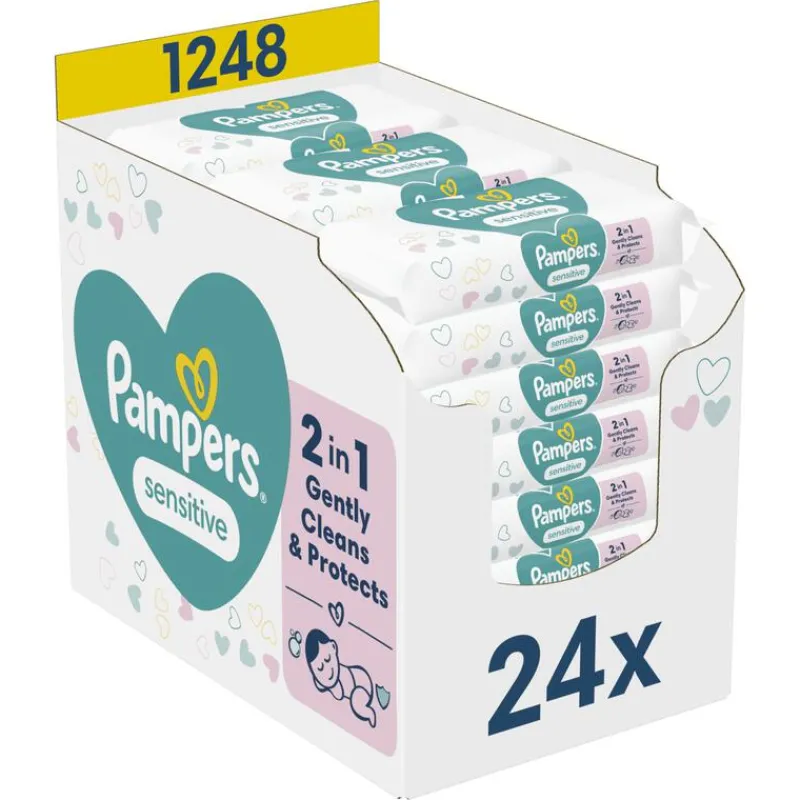 Pampers Sensitive Billendoekjes 0% Plastic 24x52 Stuks