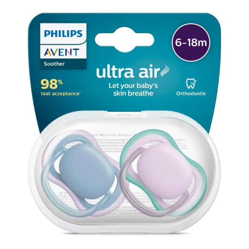 Philips Avent Fopspeen Ultra Air Day 6-18M Double Pack, mixed - SCF087/14