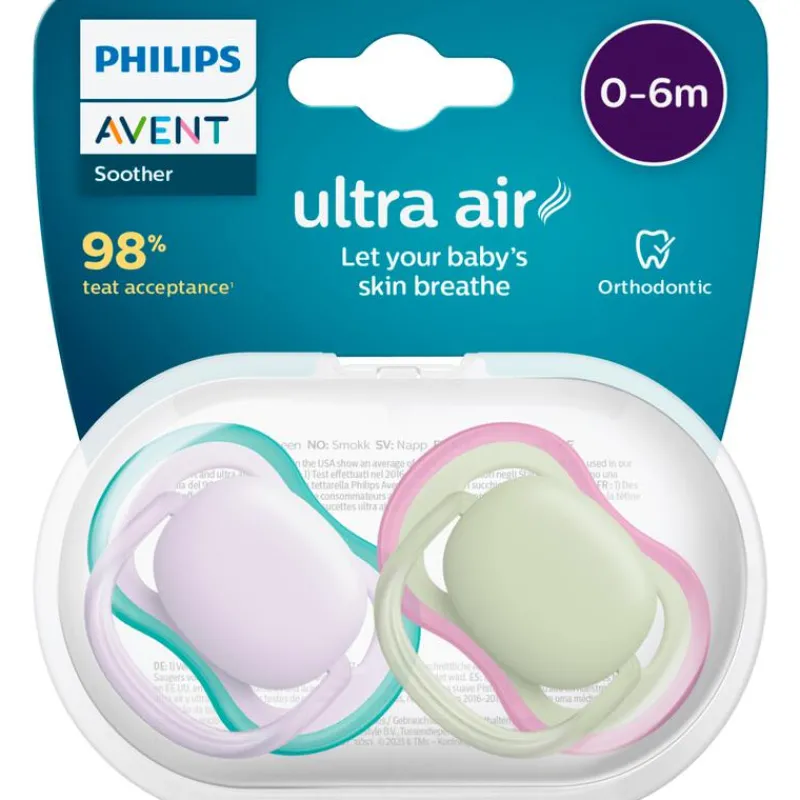 Philips Avent Fopspeen Ultra Air Day 0-6M Double Pack, mixed - SCF087/05