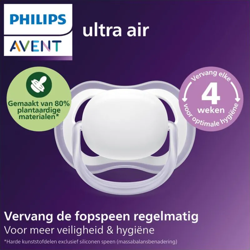 Philips Avent Fopspeen Ultra Air Night 0-6M Double Pack, mixed - SCF376/26