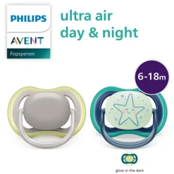 Philips Avent Ultra Air Day and Night – Fopspeenset – 2 stuks – 6-18 mnd - SCF087/18