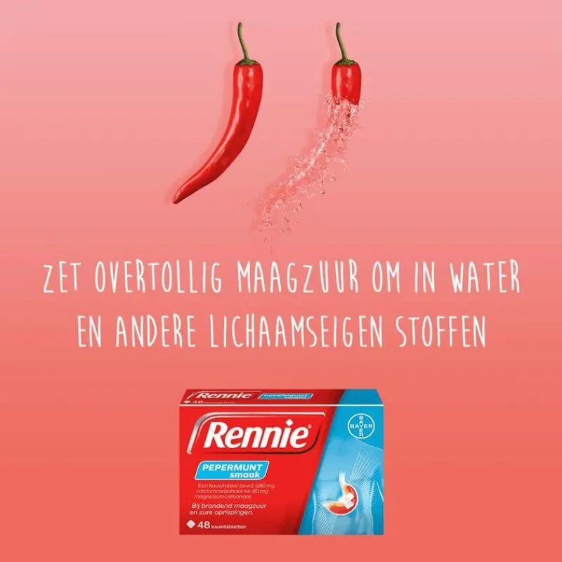 Rennie Pepermunt Kauwtabletten Bij Brandend Maagzuur 48 stuks