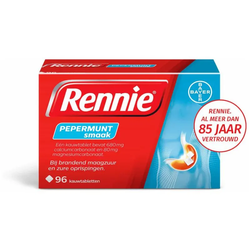 Rennie Pepermunt Kauwtabletten Bij Brandend Maagzuur 96 stuks