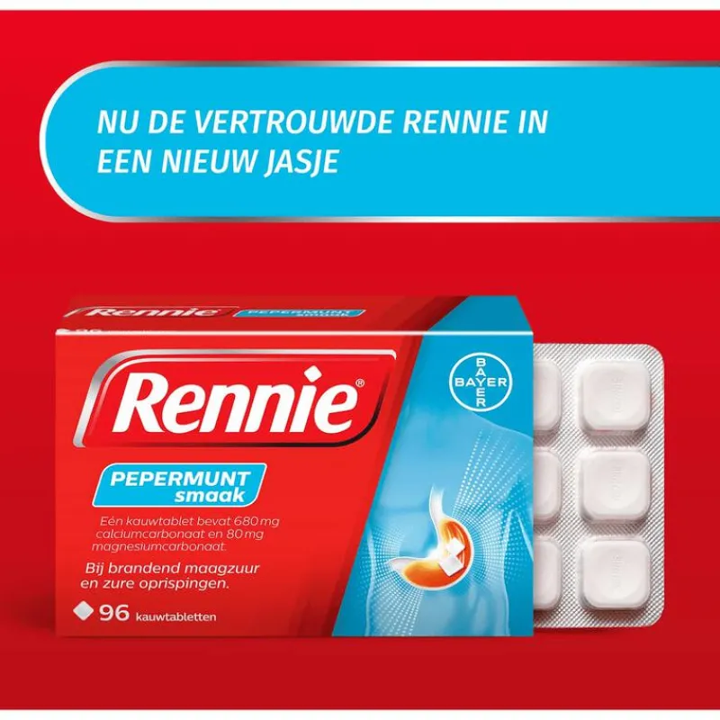 Rennie Pepermunt Kauwtabletten Bij Brandend Maagzuur 96 stuks