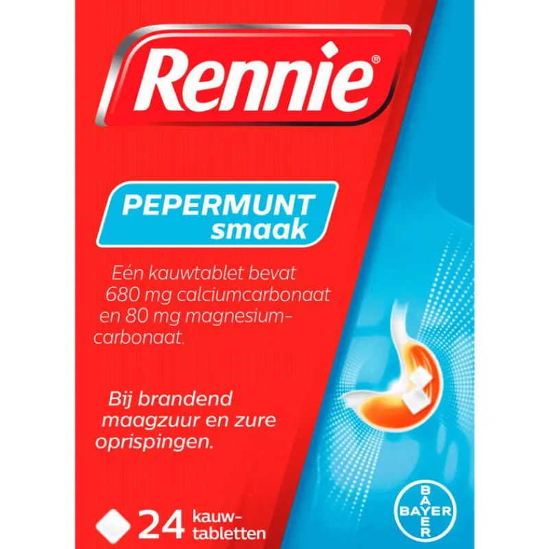 Rennie Pepermunt Kauwtabletten Bij Brandend Maagzuur 24 stuks