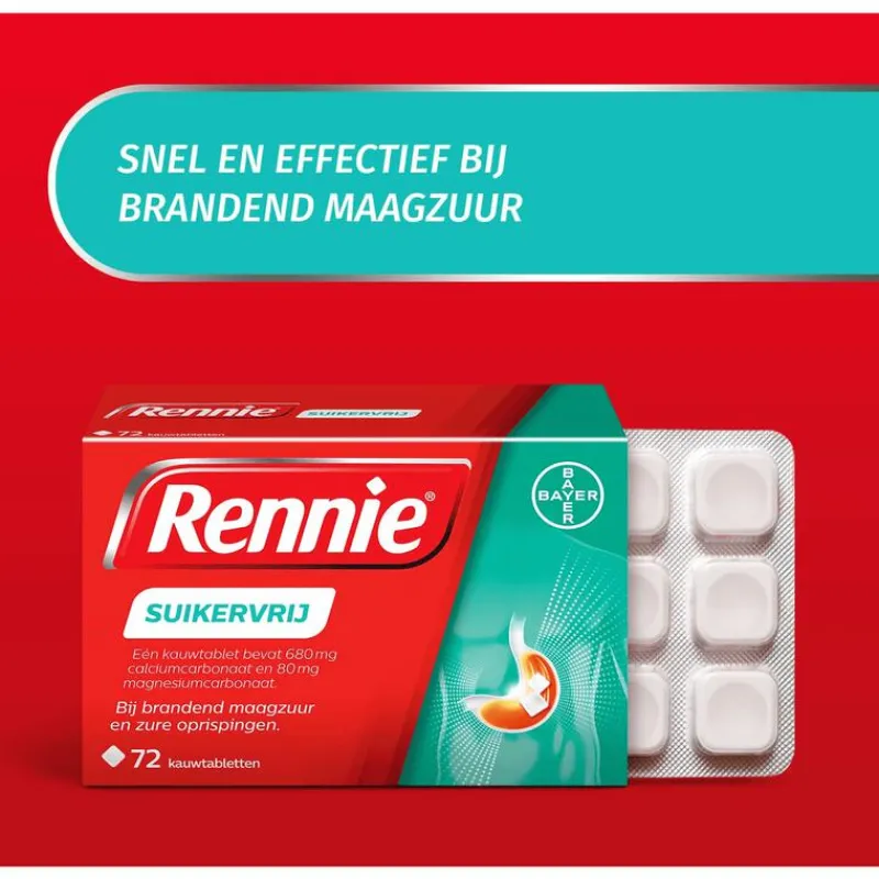 Rennie Suikervrij Kauwtabletten Bij Brandend Maagzuur 72 Stuks