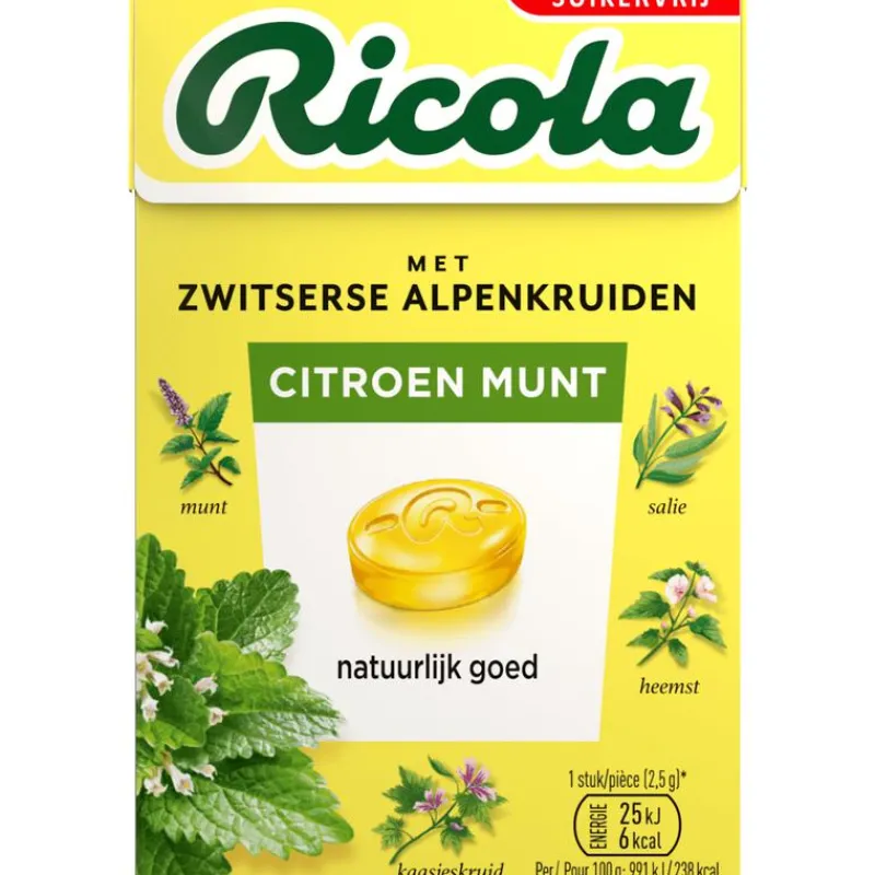 Ricola Kruidenpastilles Lemon Mint Suikervrij