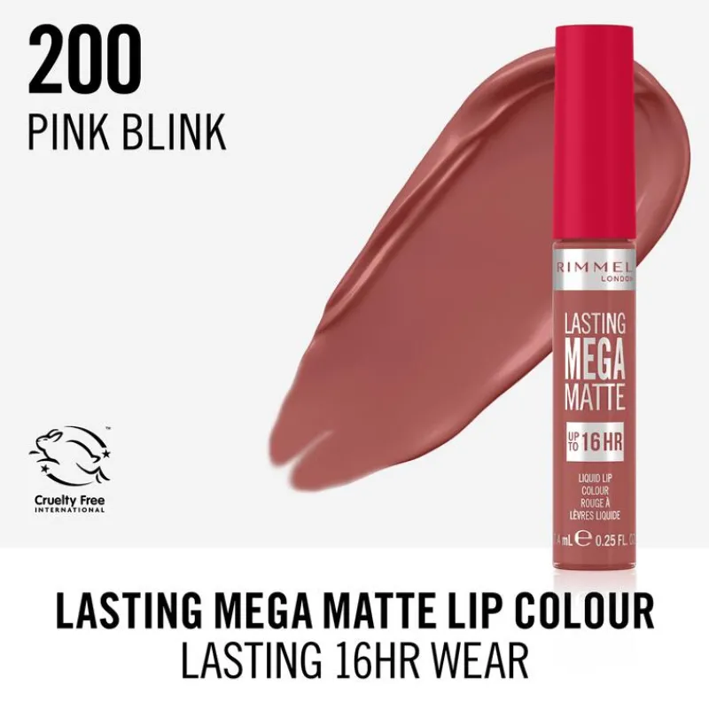 Rimmel London Lasting Mega Matte Liquid Lipstick 200Pink Blink