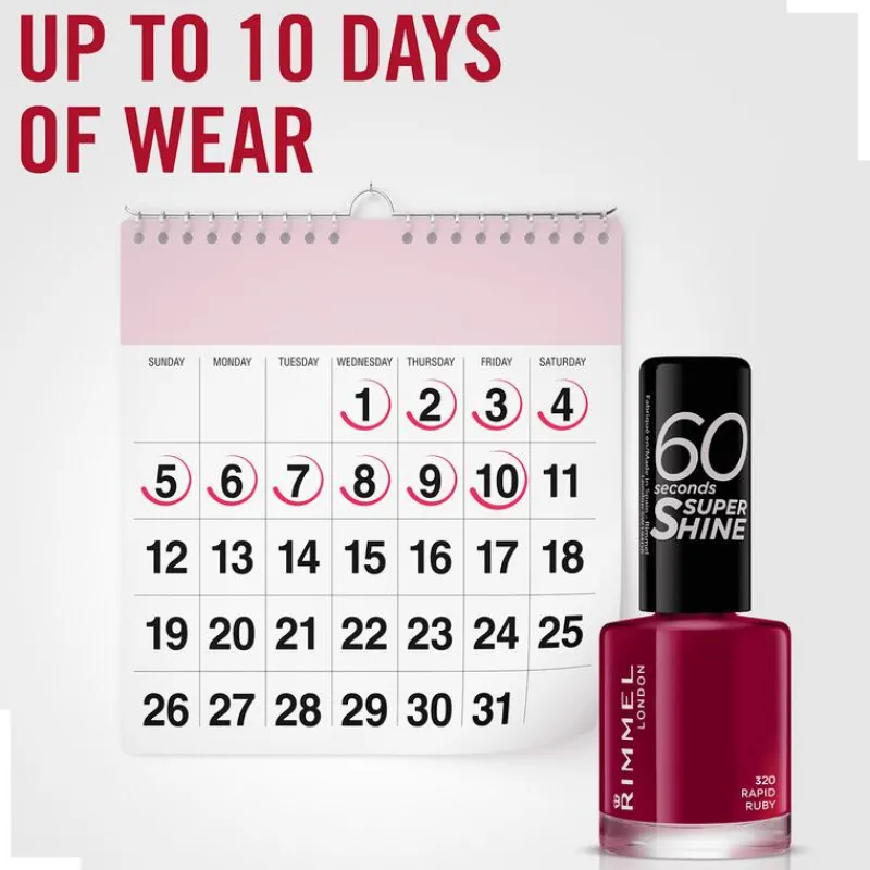 Rimmel London 60 Seconds Super Shine nagellak 320 Rapid Ruby