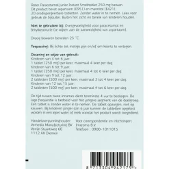 Roter Paracetamol smelttablet 250 mg Junior 20 tabletten