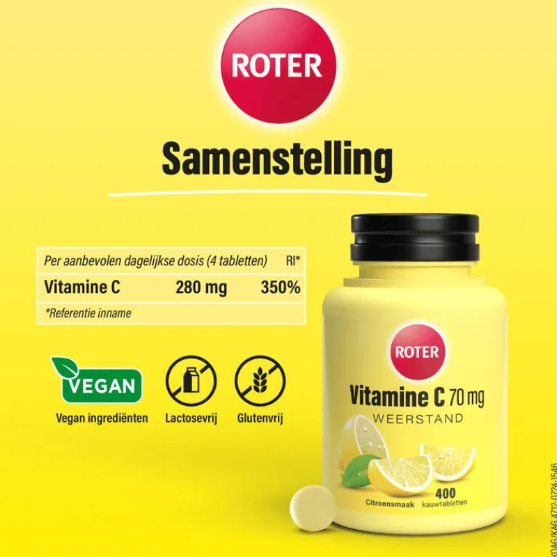 Roter Vitamine C 70 mg citroen 400 kauwtabletten