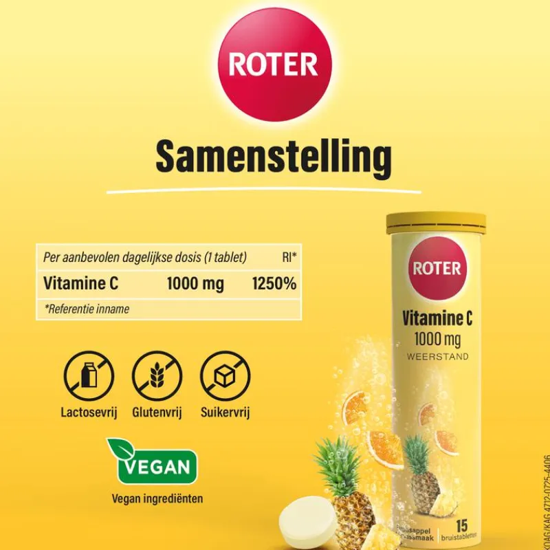 Roter Vitamine C1000 mg Sinaasappel-Ananas bruistabletten 15 stuks