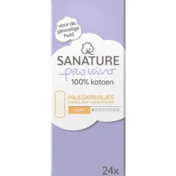 Sanature Pro Vivo 100% Katoenen Incontinentie Inlegkruisjes Light 24 stuks