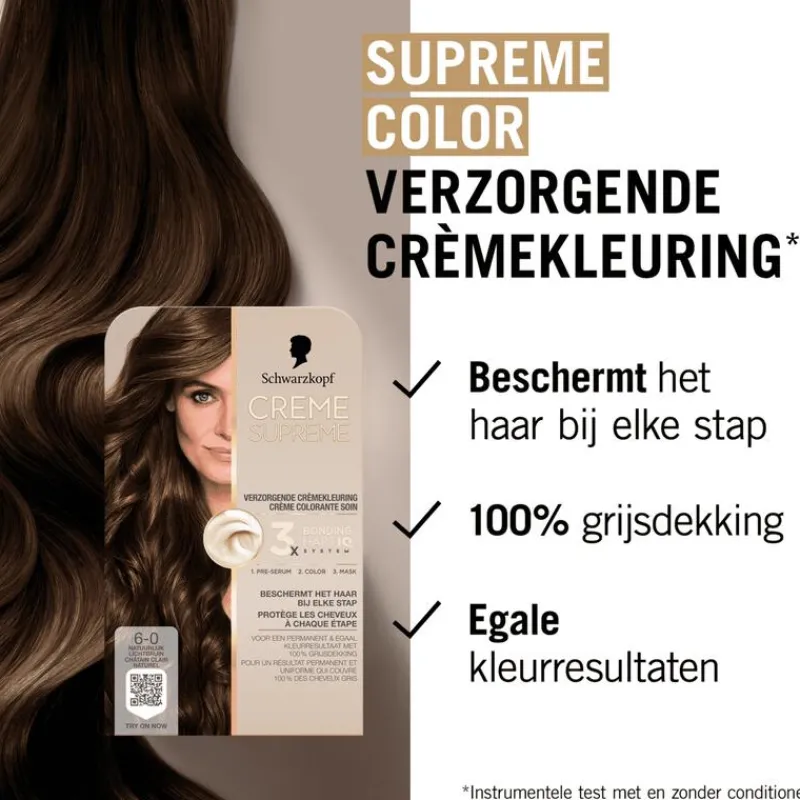 Schwarzkopf Creme Supreme Haarkleuring 6-0 Natuurlijk Lichtbruin