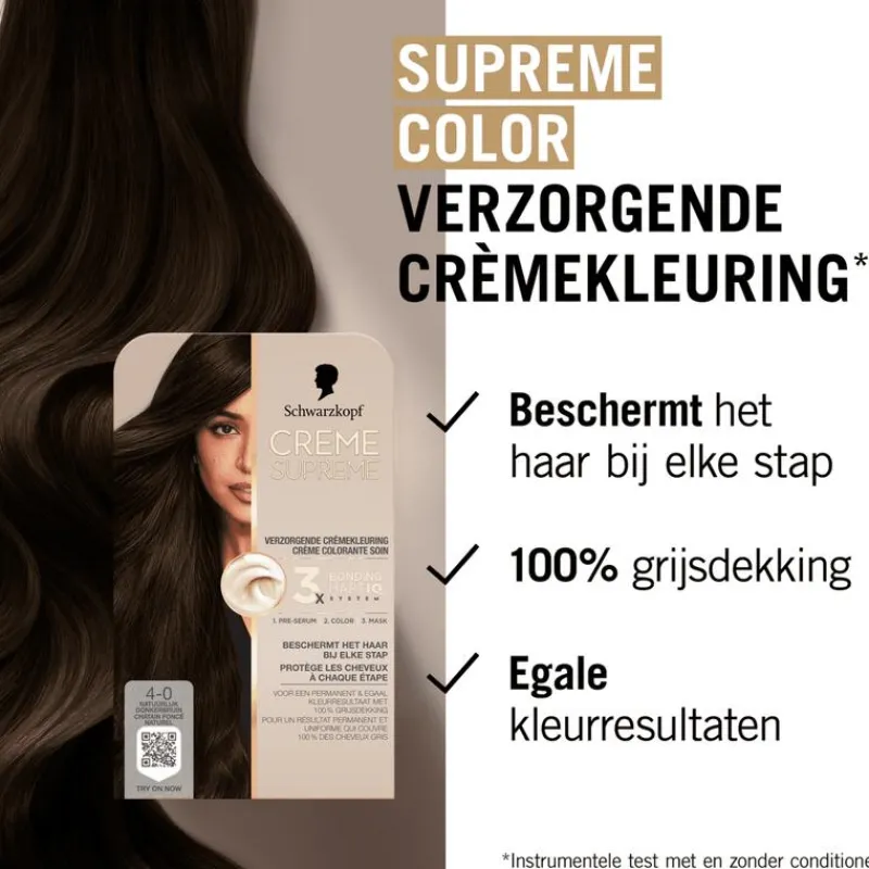 Schwarzkopf Creme Supreme Haarkleuring 4-0 Natuurlijk Donkerbruin