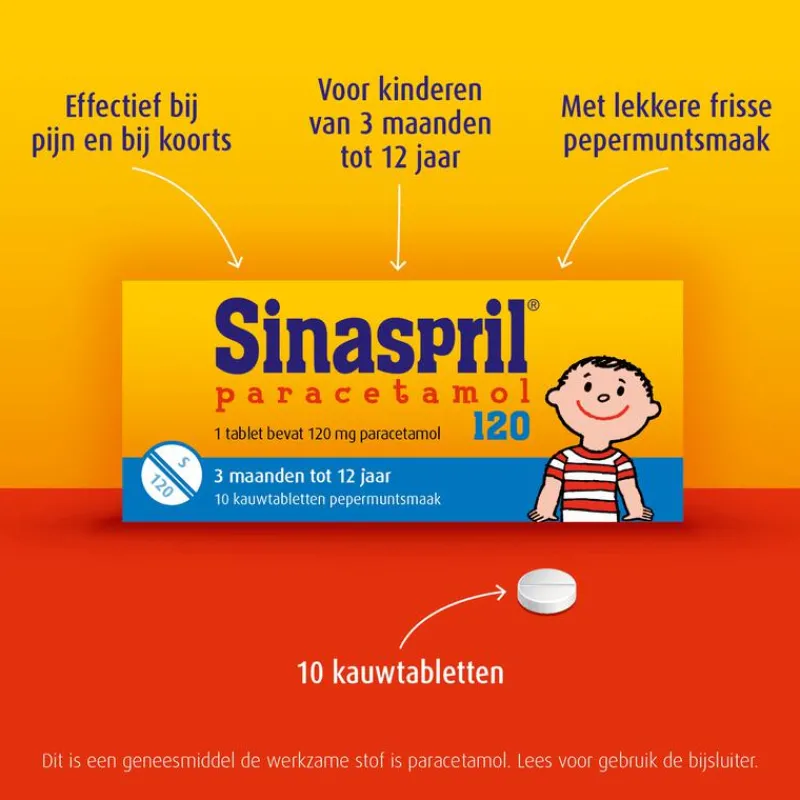 Sinaspril Paracetamol Kauwtabletten 10 stuks