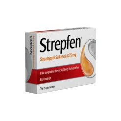 Strepfen Sinaasappel Suikervrij 8,75 mg Zuigtabletten 16 Stuks