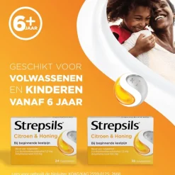 Strepsils Citroen & Honing Zuigtabletten 36 Stuks